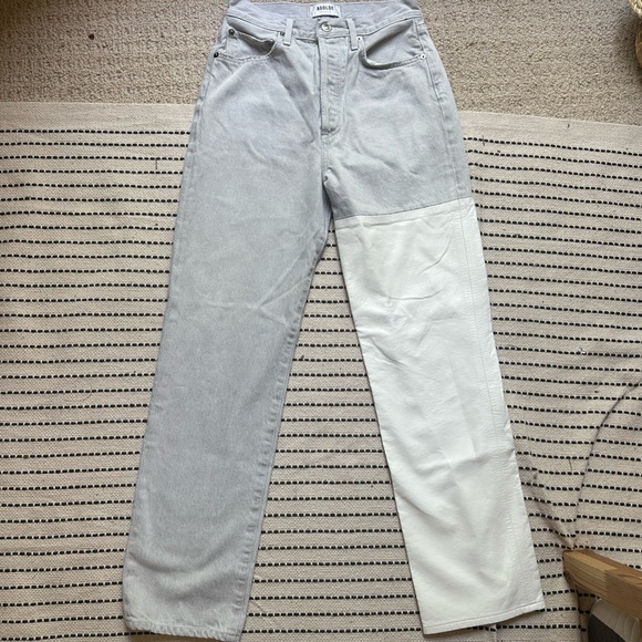 Last price Agolde 90s Gray Jean and White faux leather - Picture 2 of 6